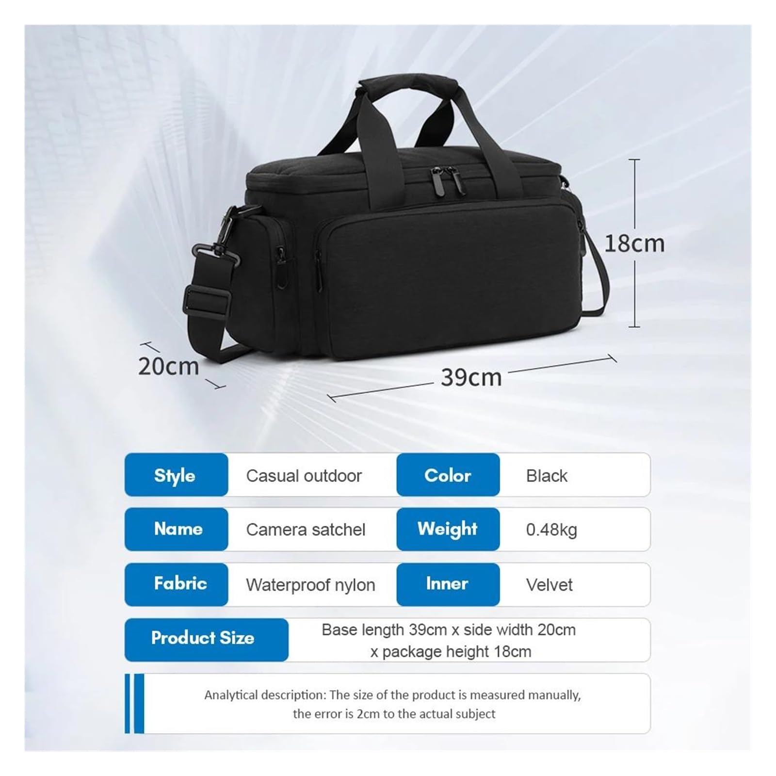 Zaino macchina fotografica per drone DSLR Borsa fotografica da viaggio, borsa a tracolla, impermeabile e antiurto per fotocamera mirrorless con divisori rimovibili e tracolla.