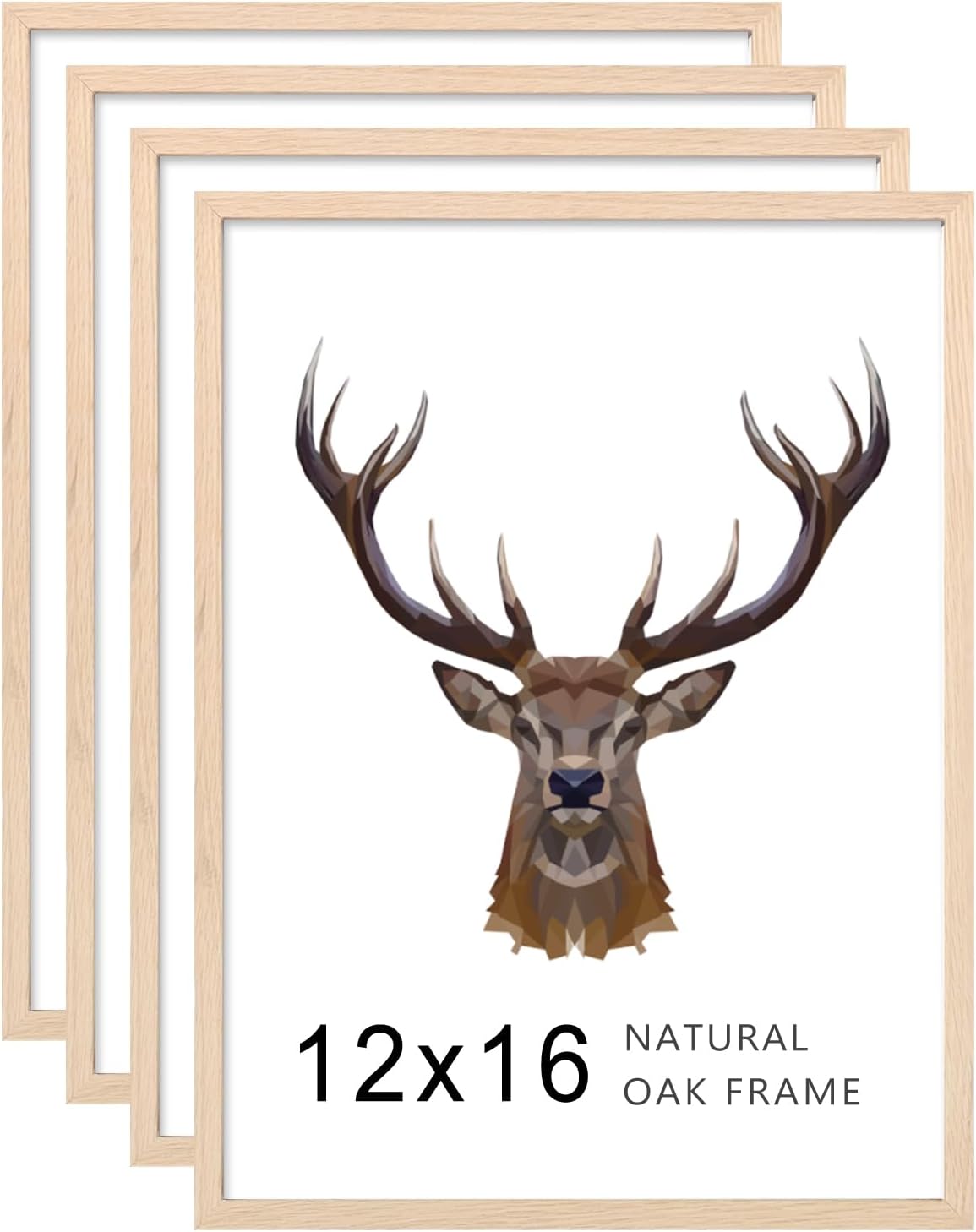 12x16 Frames Natural Oak Wood Frames with Acrylic Plexiglass, 4 Pack