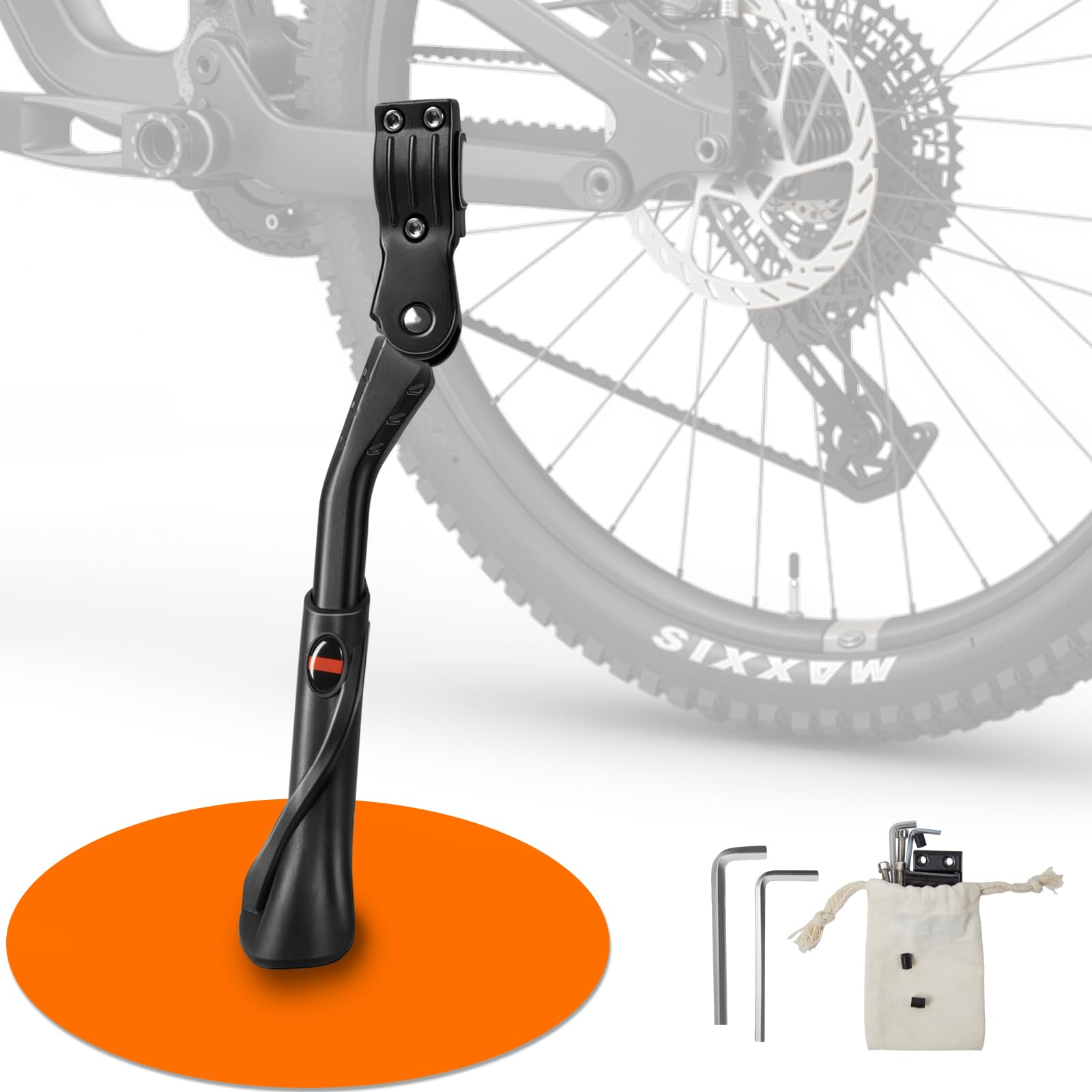 SUNFATT Fahrradständer Hinterrad 24-29 Zoll, Universal Seitenständer für E-Bike & MTB ohne Bohrung, Höhenverstellbar, Verstärktes Alu, 35kg/45kg Traglast, rutschfest, Bike Stand Zubehör