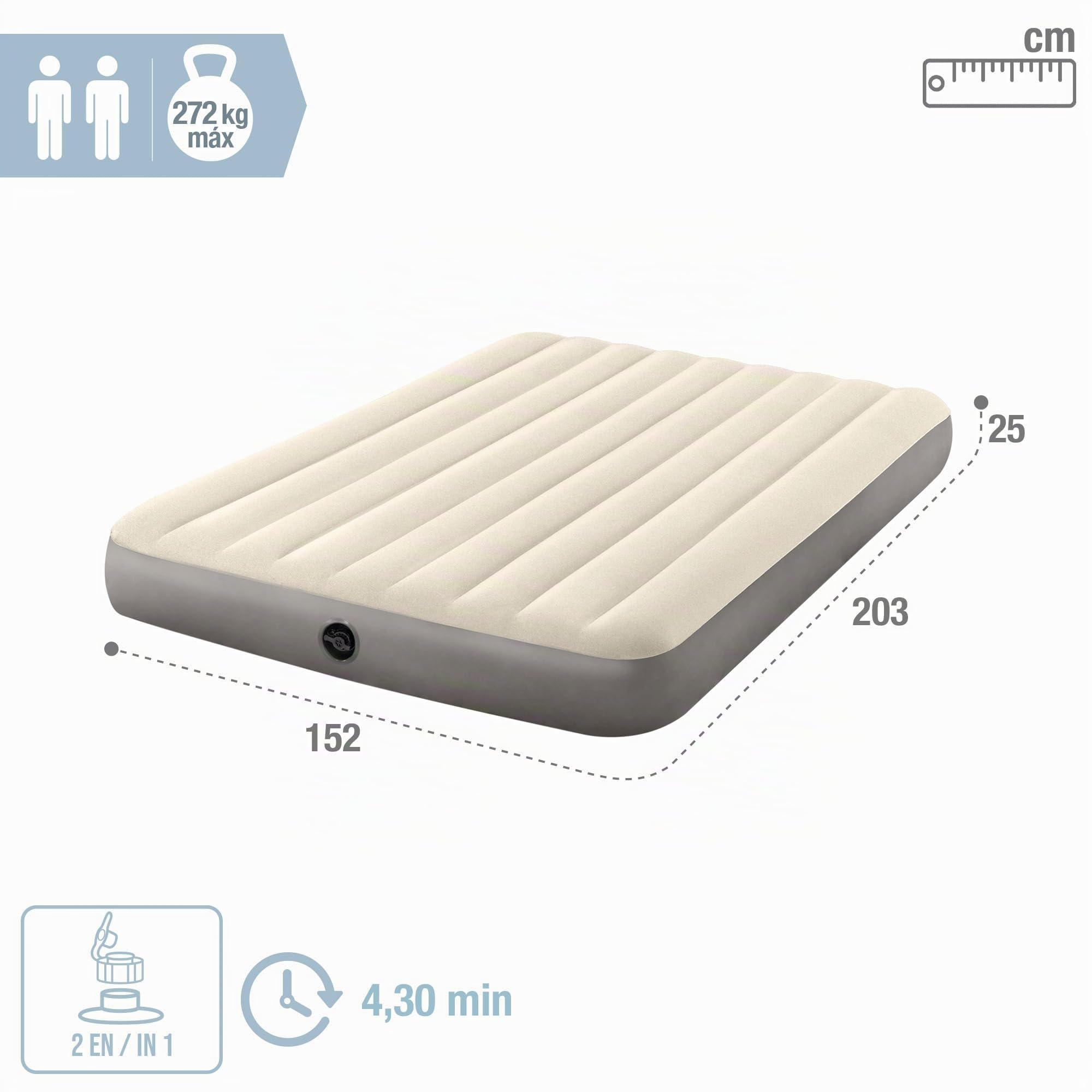 Intex 64103 Fibertech Deluxe High Colchón Hinchable 152 x 203 cm Multicolor