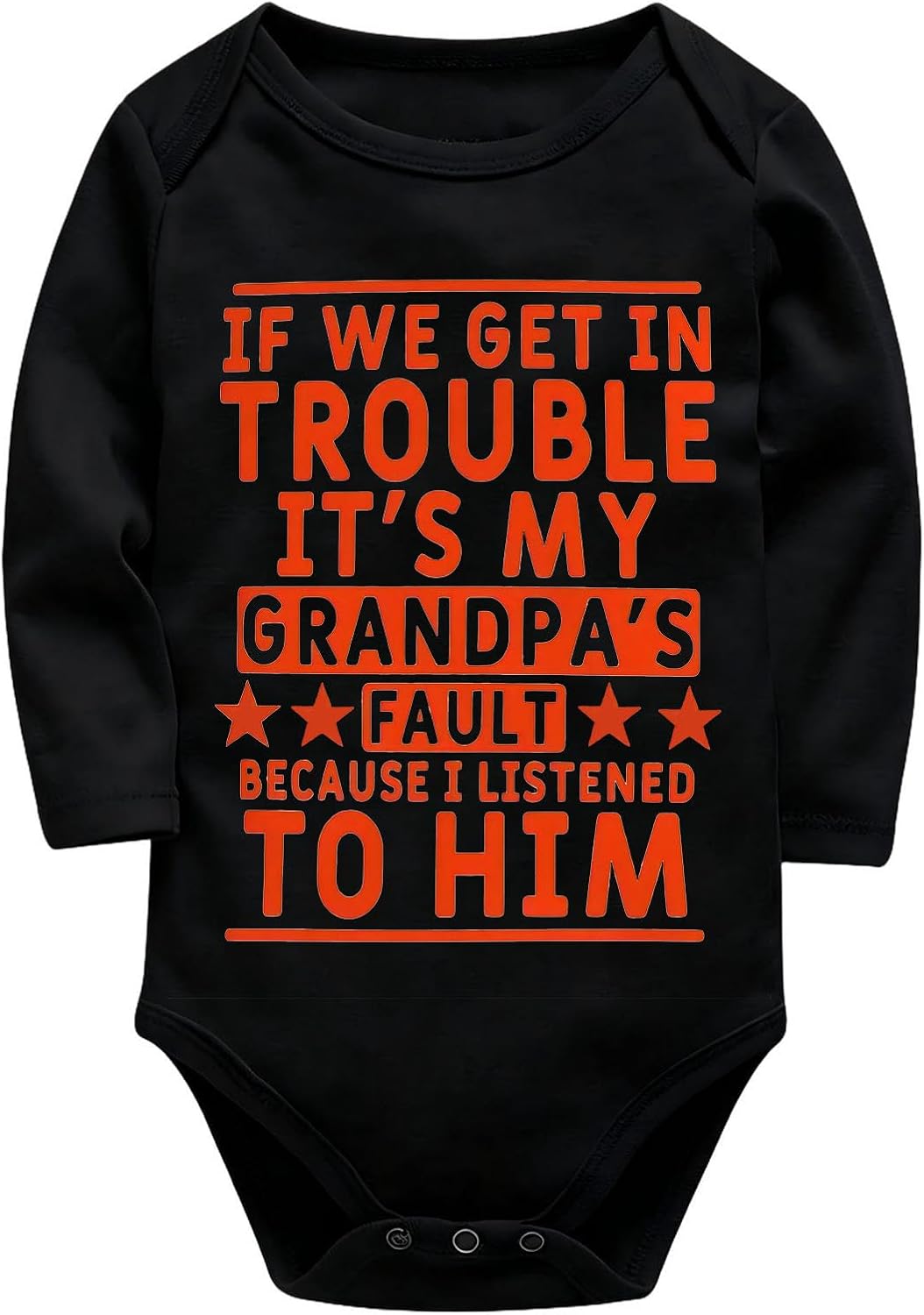 If We Get In Trouble It's My Grandpa's Fault Baby Clothes Long Sleeve Infant Romper White