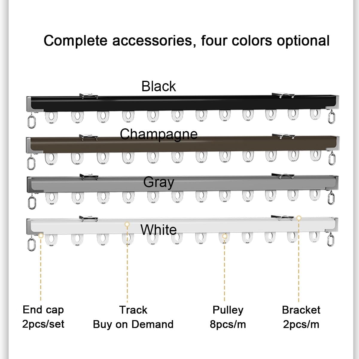 Aluminum Curtain Track 100-600cm - Versatile Ceiling & Wall Mount Curtain Rail for Indoor/Outdoor Use, 150cm (4.9ft) White Window Rod Set