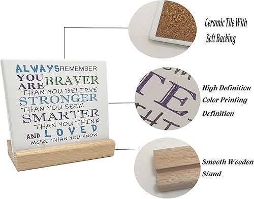 Miniatura 3 de Divertido letrero de cerámica para mesa de cocina, letrero de escritorio con soporte de madera maciza, arte rústico, estante de cocina, decoración