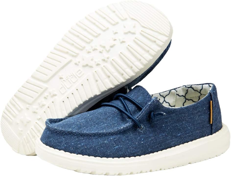 HEYDUDE Girl's Wendy Youth Sparkling Denim Size 13 | Girl’s Shoes | Girl’s Lace Up Loafers | Comfortable & Light-Weight