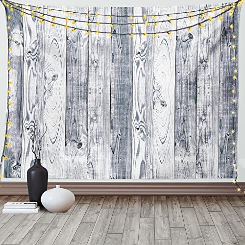 Lunarable Rustic Tapestry King Size, Picture Of Smooth Oak Wood Texture In Old Fashion Retro Horizontal Nature Design, Wall Hanging Bedspread Bed Cover Wall Decor, 104" X 88", Pale Grey #TOP7