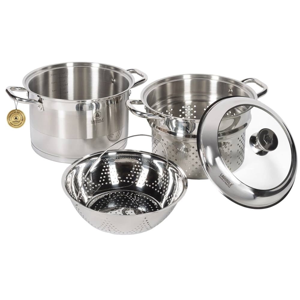 Faitout à Pâtes LLSUZY Inox 20cm Avec Passoire - Induction Compatible, Multiusage, Couvercle - Pour Cuisine Pratique