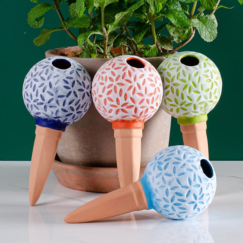 SilverChry Tonkegel Bewässerung, Bewässerungskugeln 4 Pcs, Pflanzen Bewässerungssystem Zimmerpflanzen, Wasserspender Pflanzen, Gießkugel, Automatisch Bewässerung, für Blumen Topfpflanzen Balkonkästen