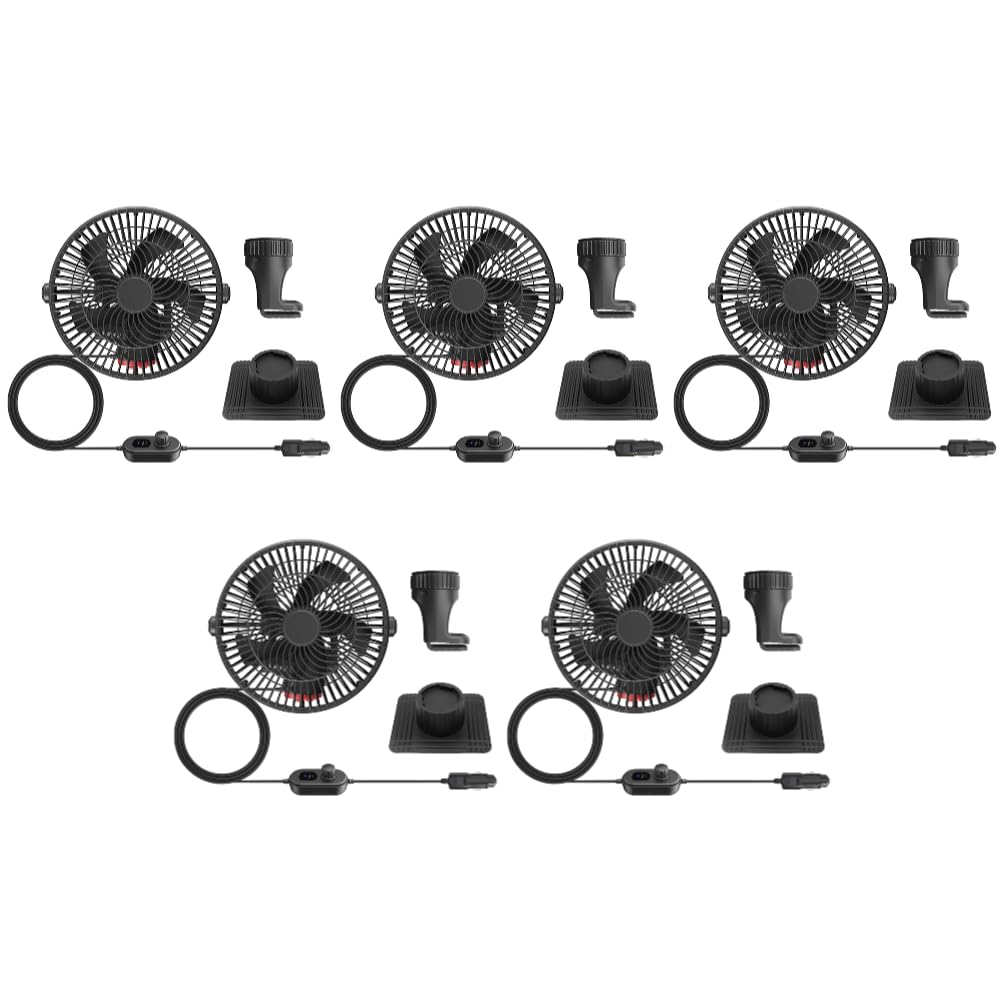 Soporte de Visera del Coche 2 en 1, Ventilador Multifuncional de 12V/24V con Clip, Bajo Ruido, Ventiladores para Automóviles con Velocidad Variable Sin Escalas-Common-5PCS