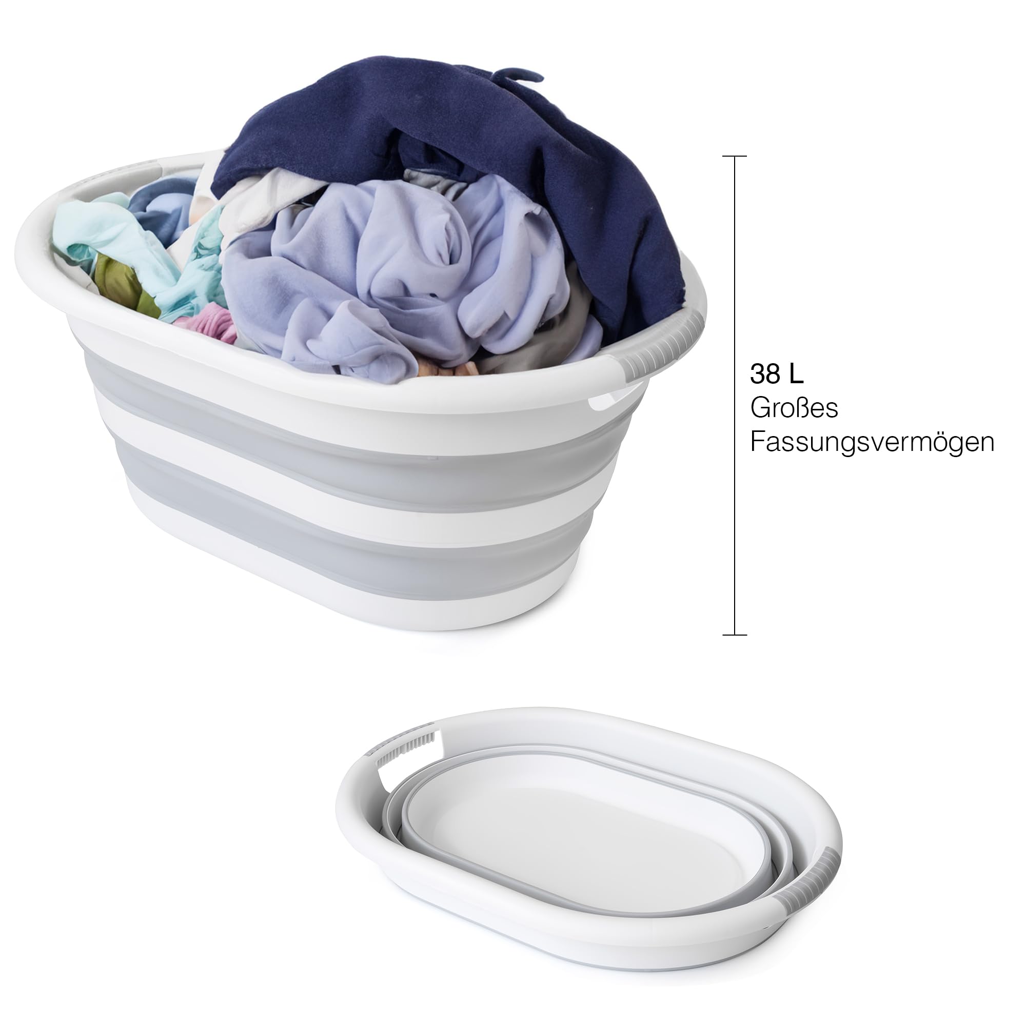 MTEVOTX Panier à Linge Pliable - 3 Compartiments avec poignée - pour