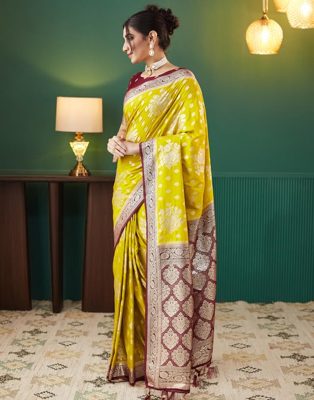 Image of SIRIL Women's Banarasi Silk Saree Jacquard Weaving Sari With Unstitched Blouse Piece