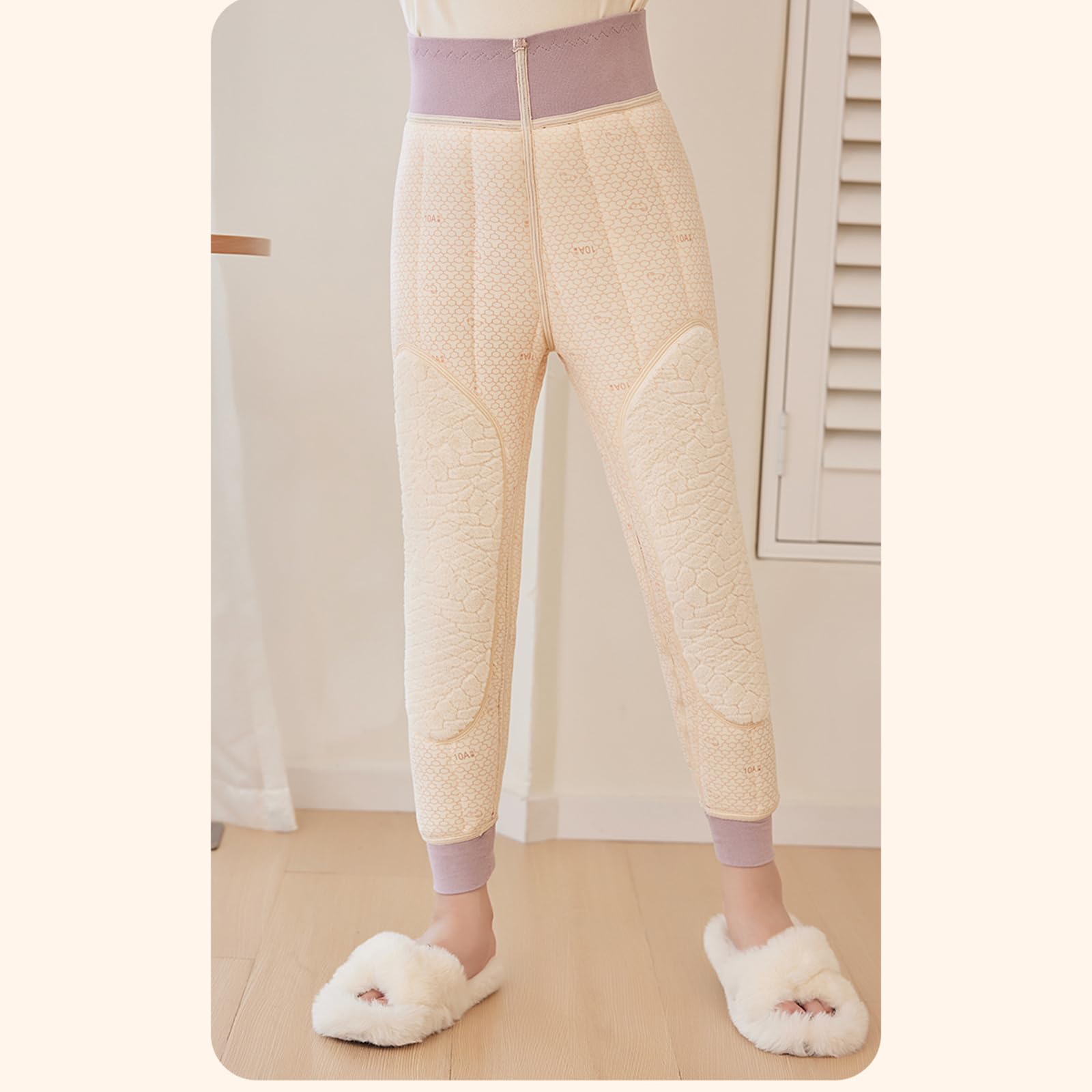 Leggings invernali in misto lana morbida per ragazze, rinforzati, zona del ginocchio, elastici, freddi, per attività all'aperto, abbigliamento da gioco per bambini, foderati in pile
