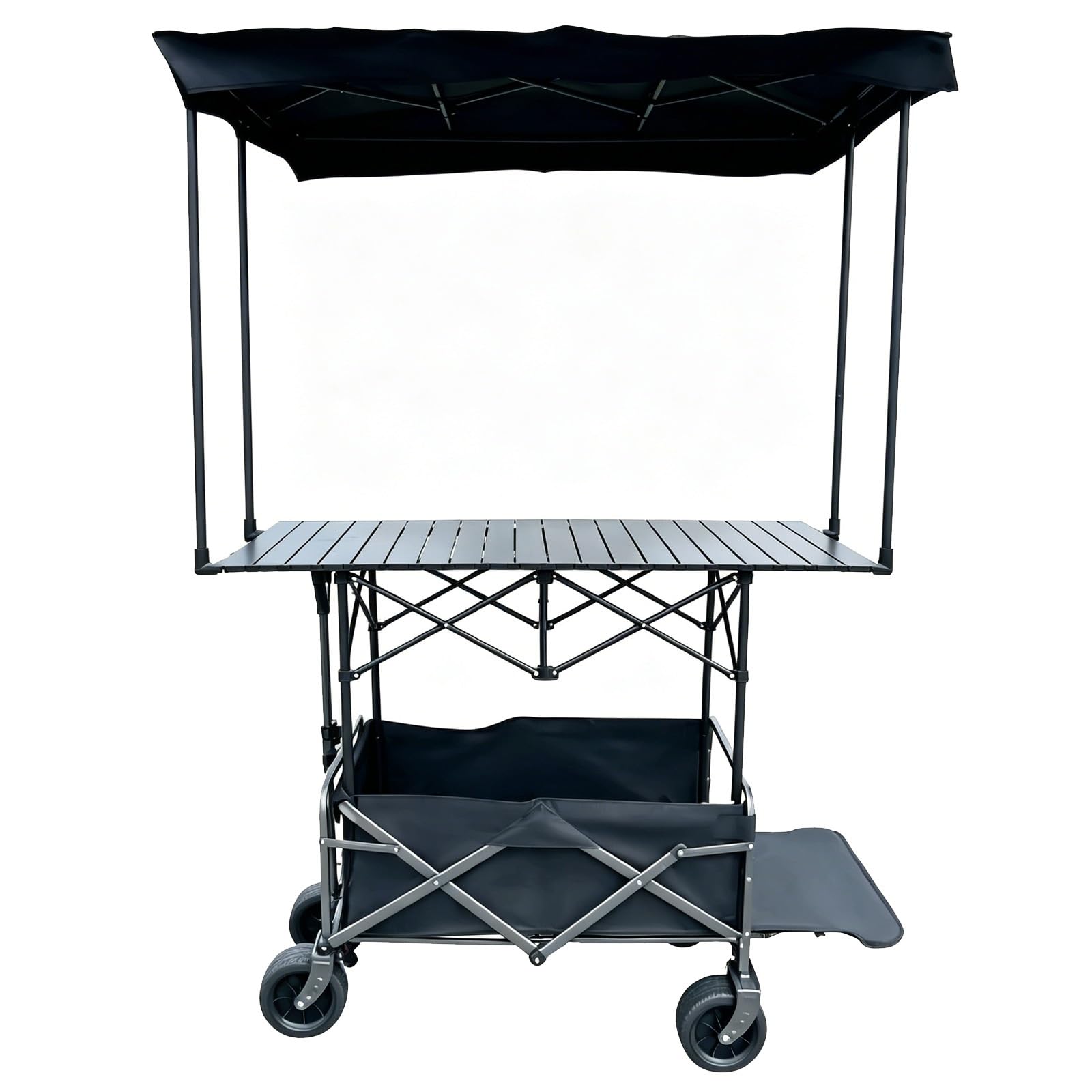 Carrito ambulante plegable con toldo para solucionar la falta de espacio