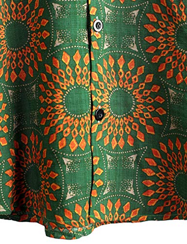 Vatpave SC11_SUNFLOWER_L Mens Casual Hawaiian Floral Shirts Short Sleeve Button Down Tropical Shirts Beach Summer Shirts Large Green Yellow thumb #3