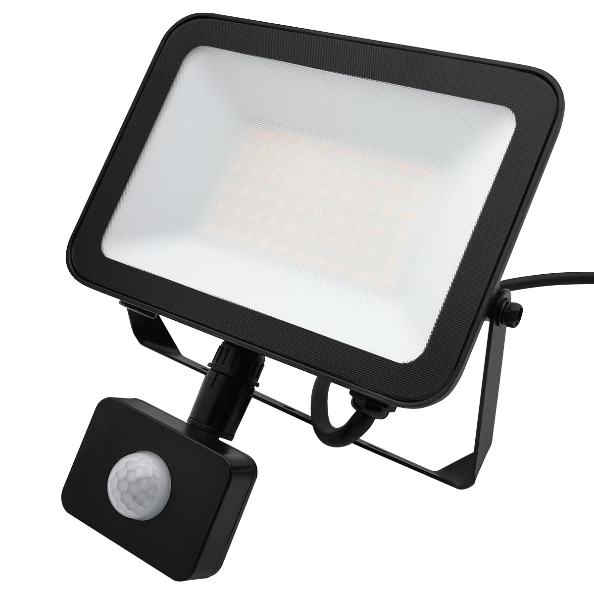 Long Life Lamp Company LED Floodlight 50W Black 4000K with Detachable PIR Sensor FL4K50W