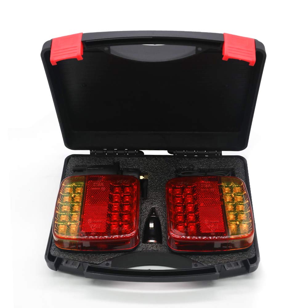 Luces traseras LED magnéticas inalámbricas para remolque con reflector, 12V Luz trasera inalámbrica impermeable para remolque Luz indicadora de freno, con luz de matrícula, con imán