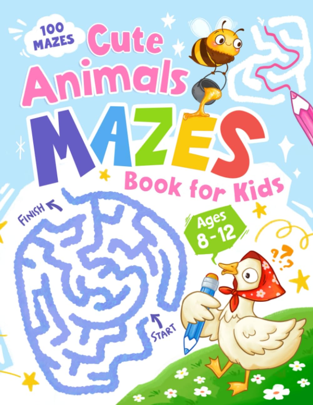 Cute Animals: Exciting and Challenging Maze Activity Book for Kids to Have Fun and Develop Brain with Adorable Animal Illustrations