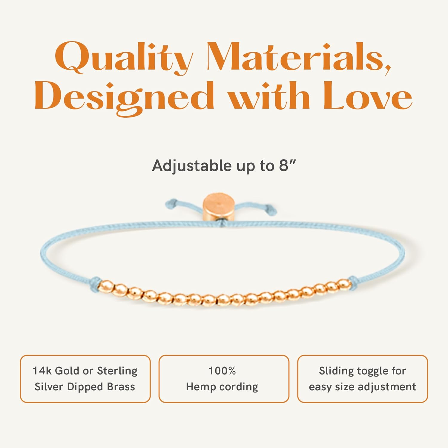 Lucky Feather 18th birthday gifts for girls | bracelet gifts for 18 year old girl | 14K Gold, Rose Gold, or Silver Dipped Beads on Adjustable Cord | Trendy 18 year old girl birthday gifts | 18 Jewelry bracelet - Image 2