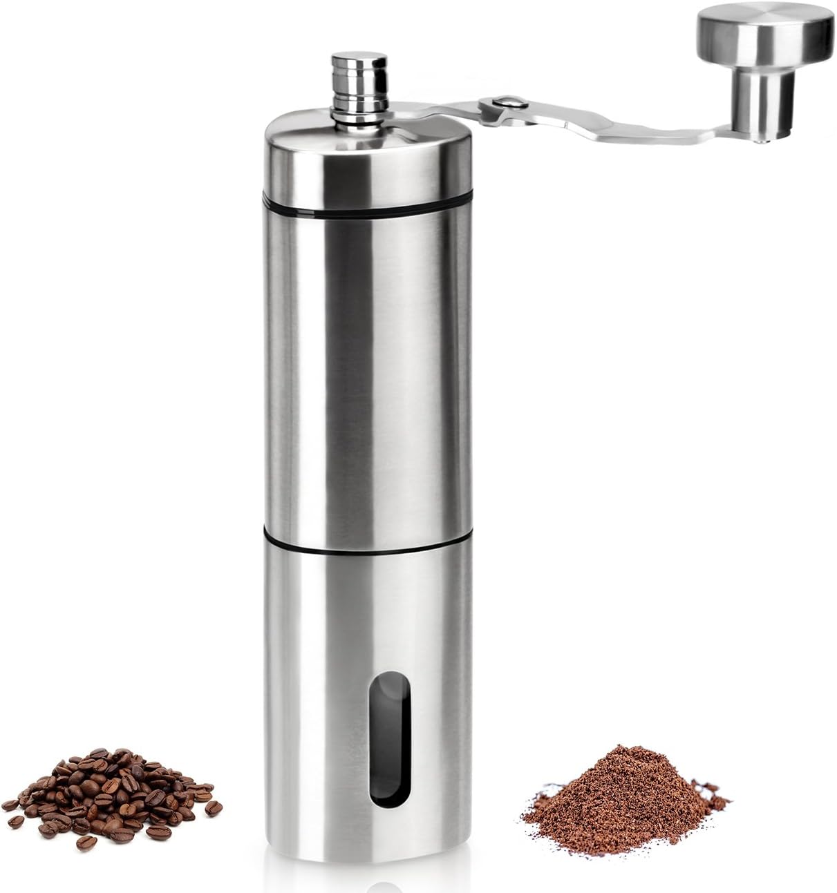 Manual Coffee Grinder, Adjustable Ceramic Conical Burr Grinders for Precision Brewing, Stainless Steel Coffee Grinder for Home & Traveling
