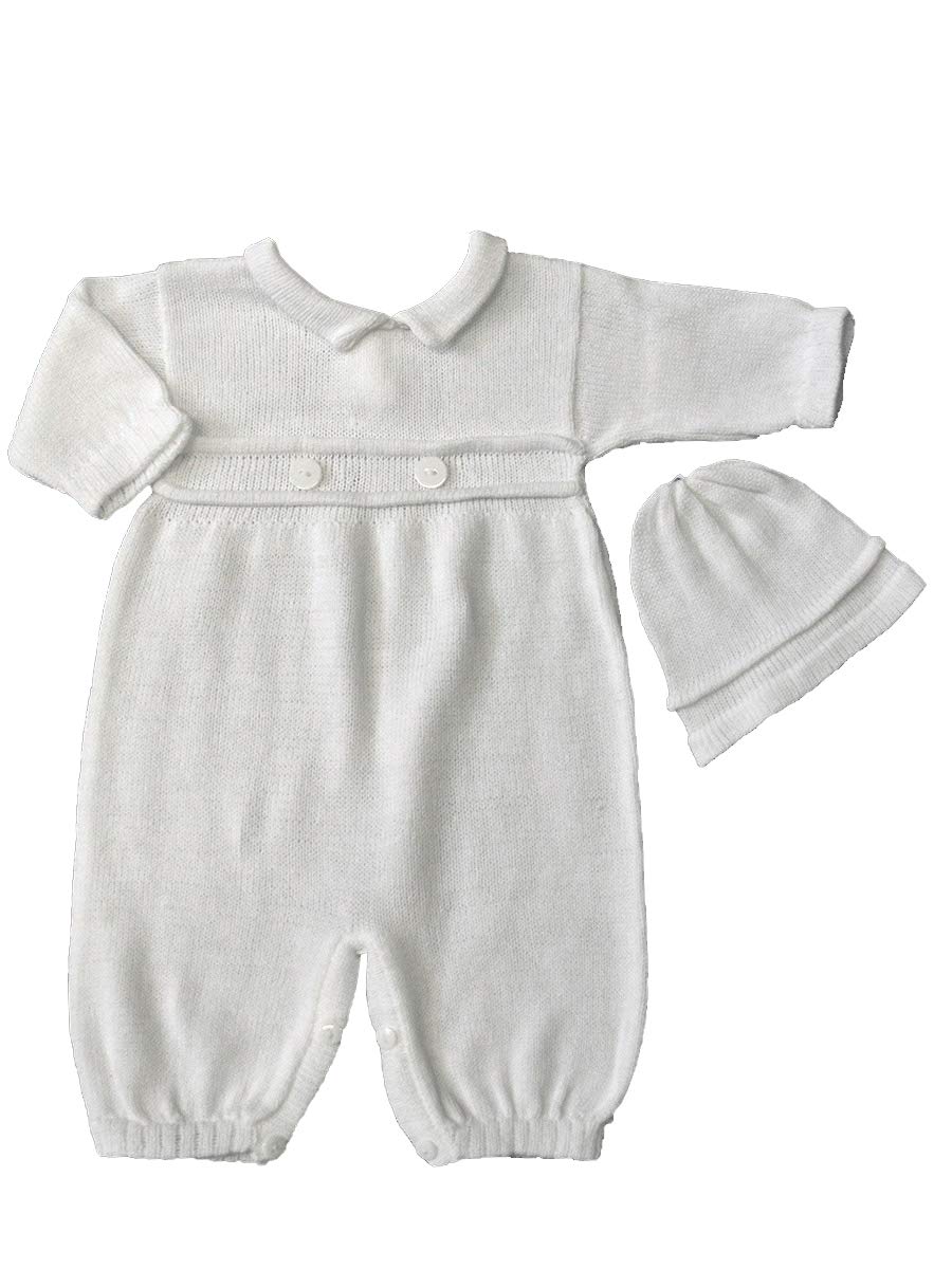 Baby’s Trousseau 2 Button Detail Knit Long Sleeve Romper (9 Months) White