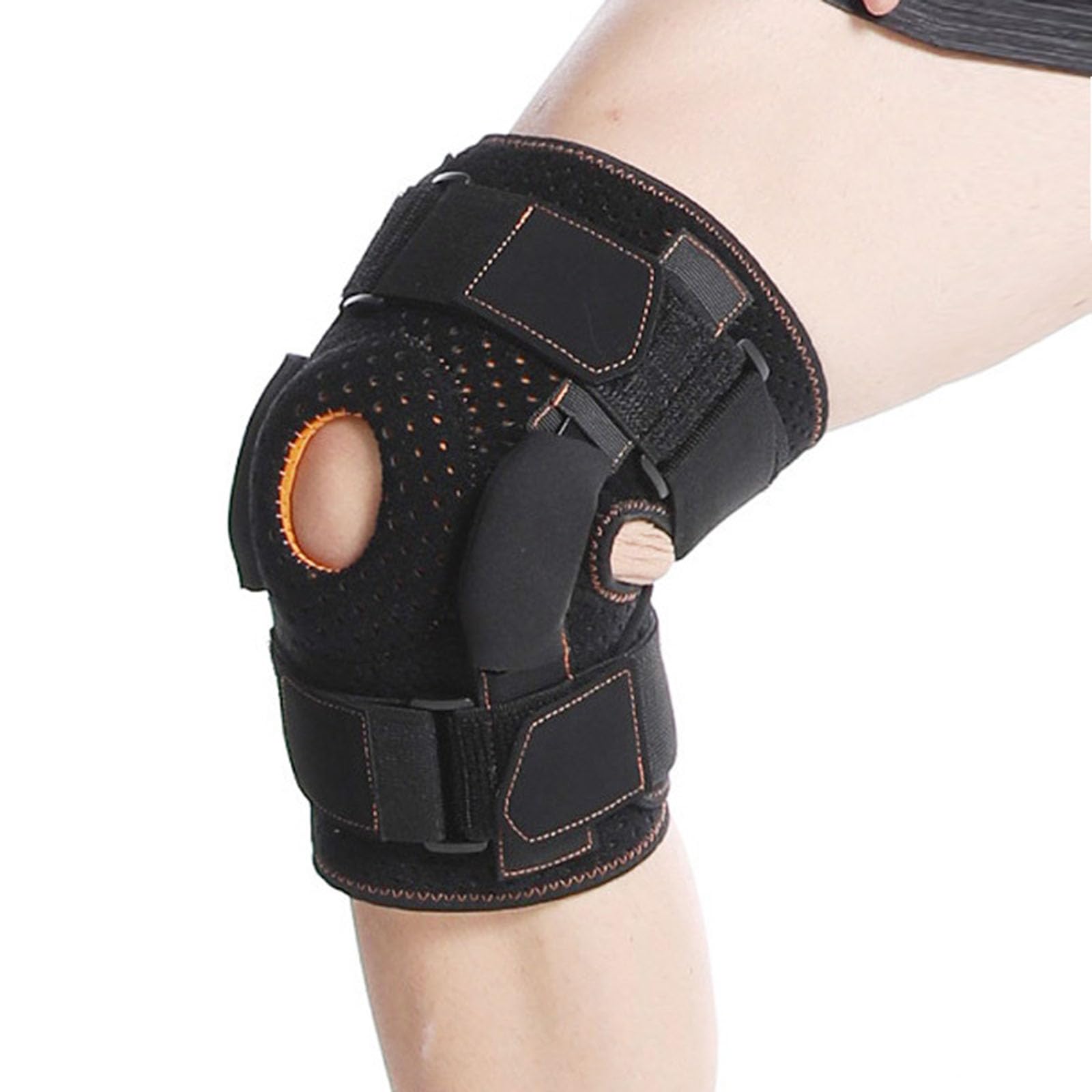 SFKLYU Immobilizzatore Post Operatorio Regolabile per Ginocchio, Fascia Traspirante per Ginocchio, Tutore per Ginocchio con Snodo e Stabilizzatori Laterali per Il Dolore al Ginocchio,L