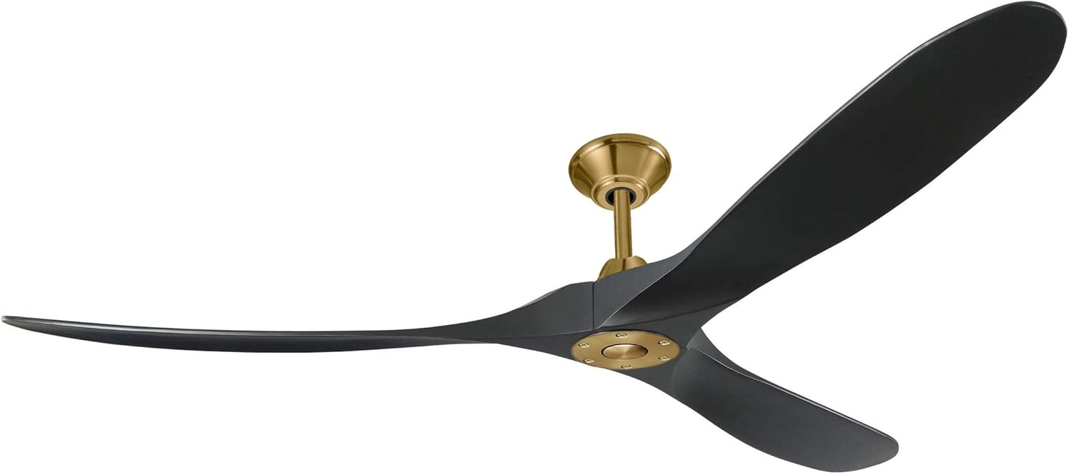 Custom Maverick Ceiling Fan by Monte Carlo, Three Blades, Remote Control Included (70" - Black/Burnished Brass)