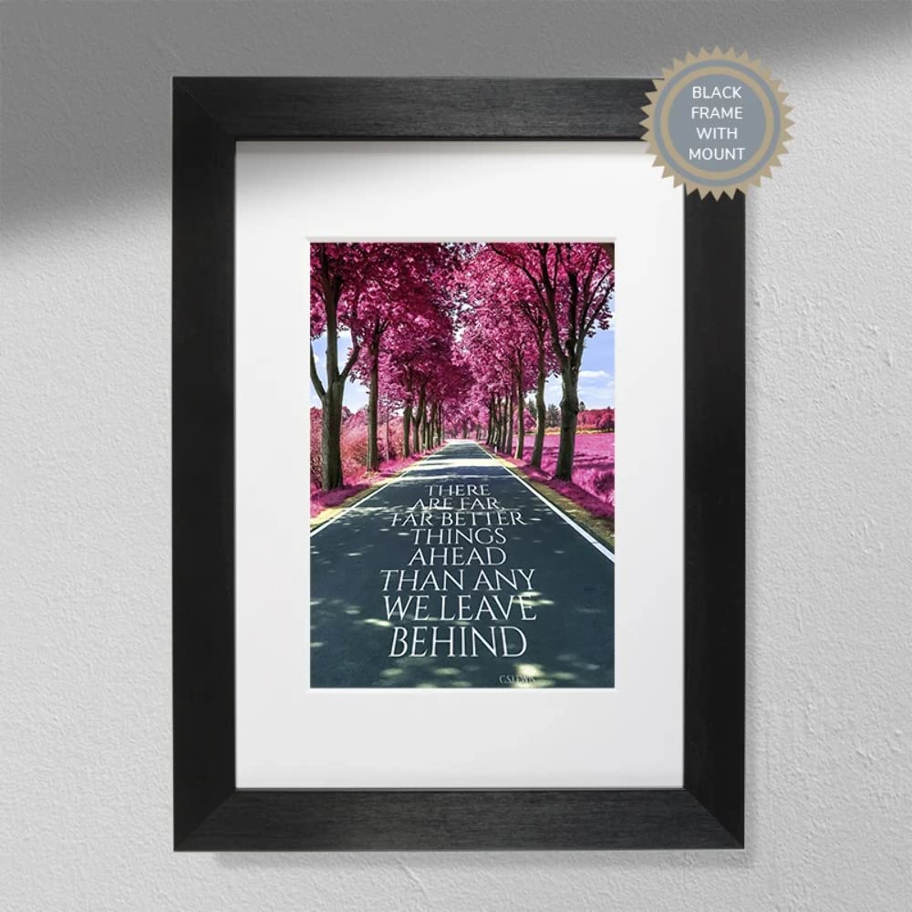 Hygge CreationsThere Are Far Better Things Ahead-CS Lewis Quote Print, Black, A3