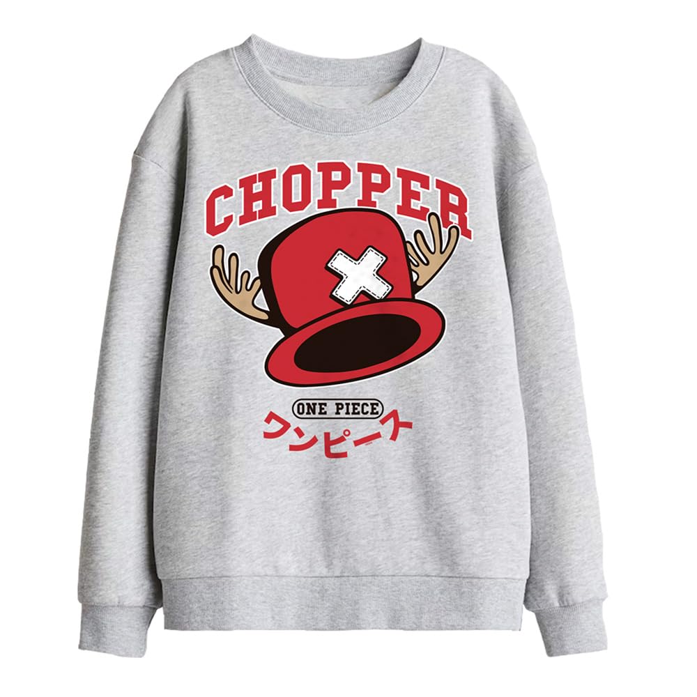 One Piece Chopper Hat Collegic Kids Sweatshirt, Athletic Heather, 5-6Y