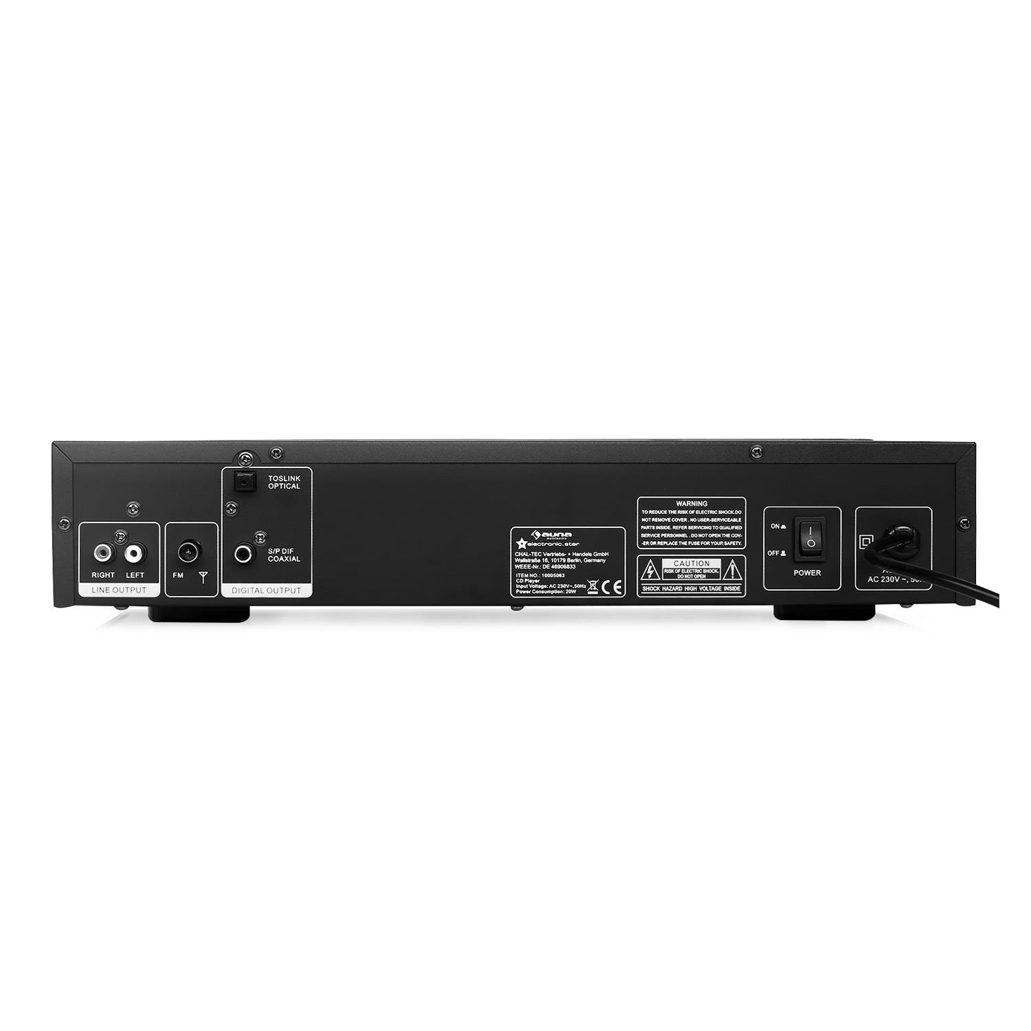 AUNA AV2-CD509 - Lettore CD HiFi, MP3, USB, CD Player, Uscita Ottica, Coassiale, RCA, Telecomando, Nero