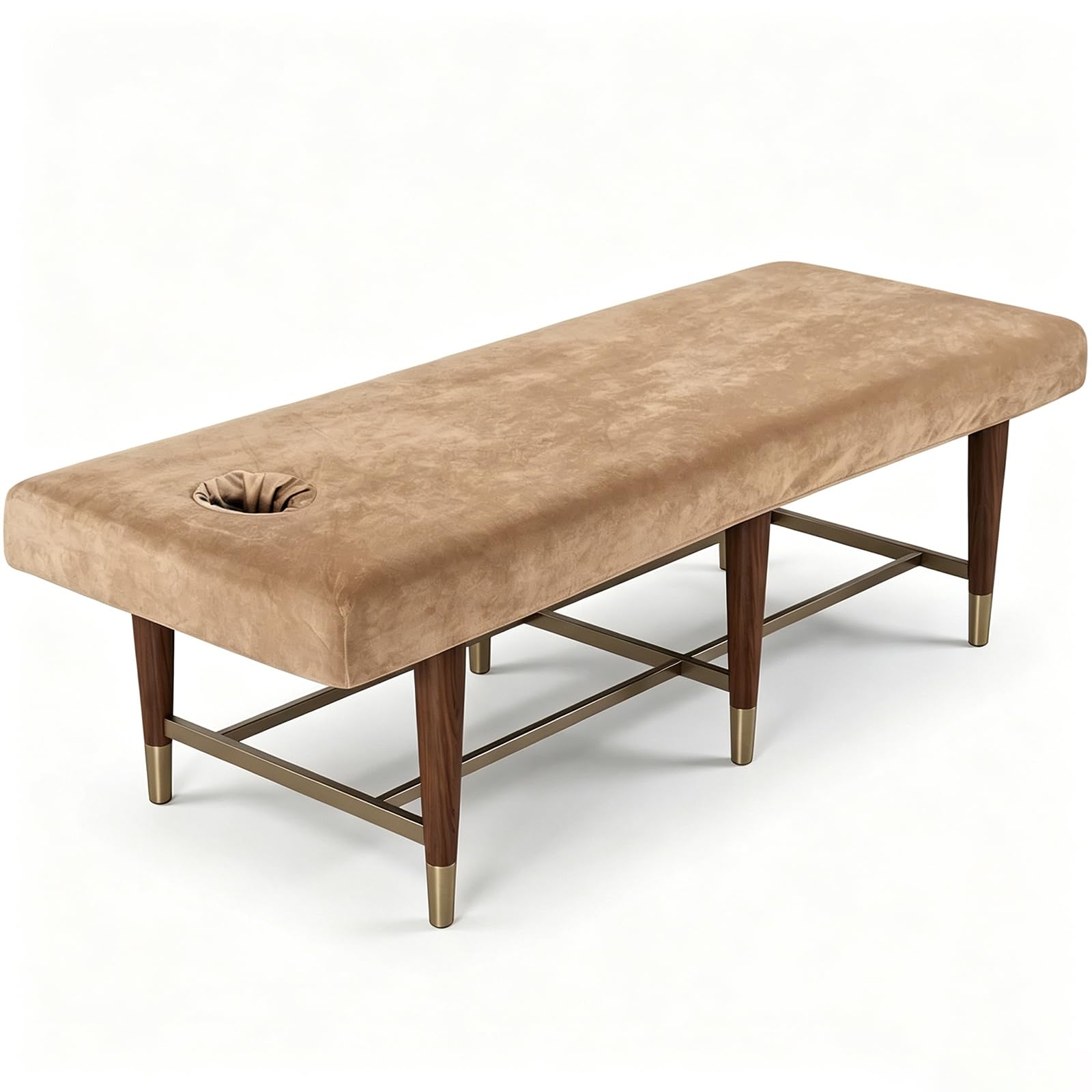 Housse pour table de massage avec trou : 80 x 190 cm en velours cristal épais, lavable, douce et respirante, convient aux tables de maquillage et bancs de thérapie, chameau
