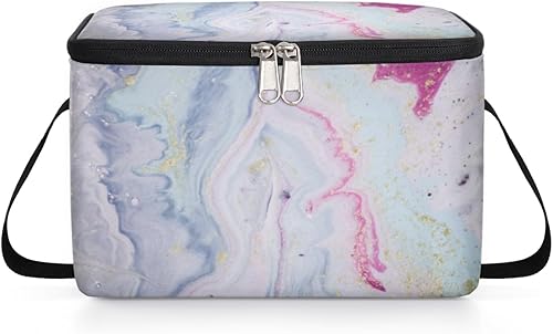 Miniatura 8 de QsirBC Abstraction Marble Texture Insulated Lunch Bag Women Reusable Lunch Tote Square Meal Bag for Adults Men Cooler Lunch Box for Work Travel