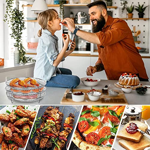 Luftfritteusen-Dehydrator-Gestell, Luftfritteusen-Korb, stapelbares Luftfritteusen-Gestell mit drei abnehmbaren Gestellen, spülmaschinenfeste Fritteusen-Grills mit Spieß, Luftfritteusen-Zubehör-Set fü – Bild 3