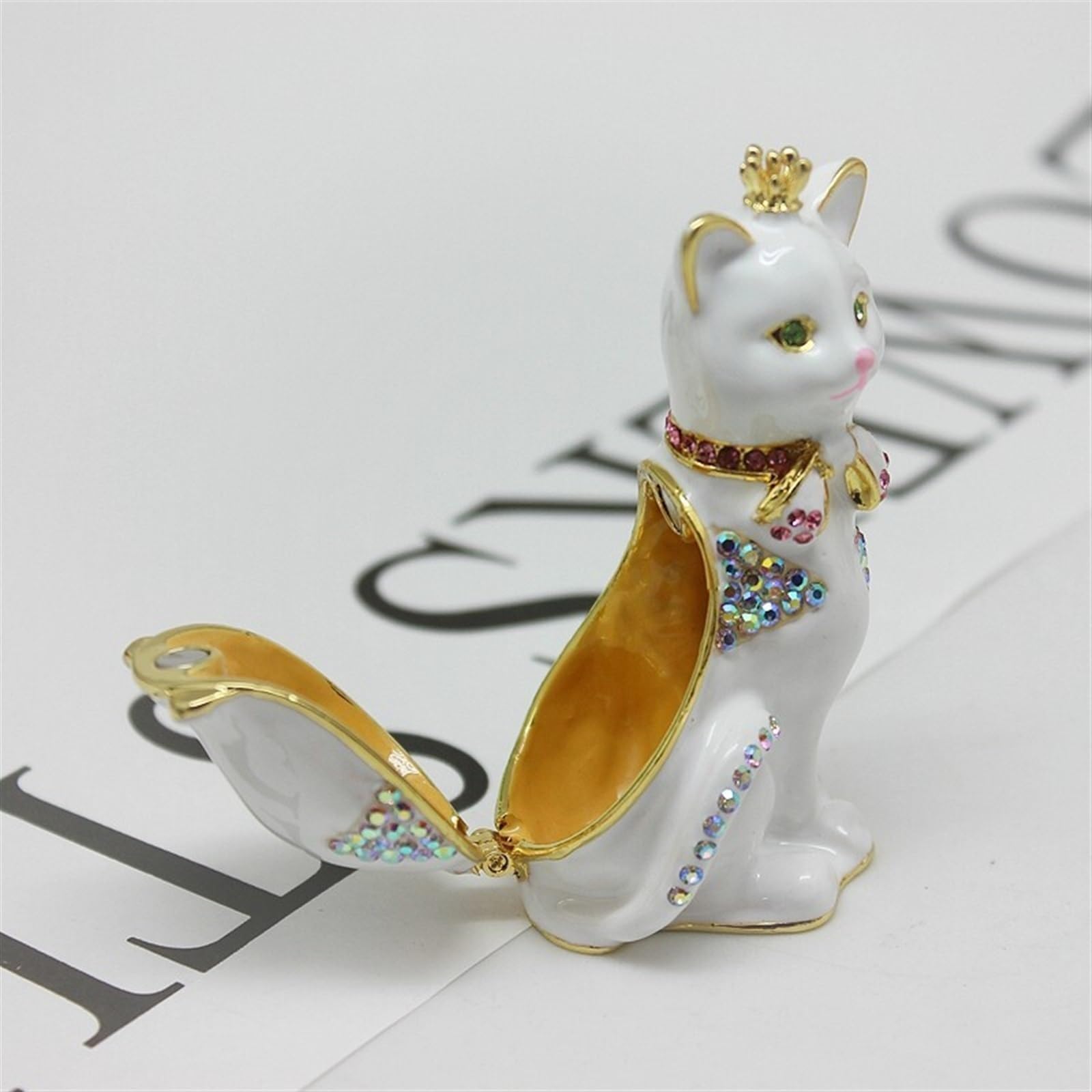エナメル ジュエリーボックス 装飾 小物入れ 猫ちゃん 5点セット Amazon.co.jp: エナメル合金クラフト小物ボックスメタルクラウン猫