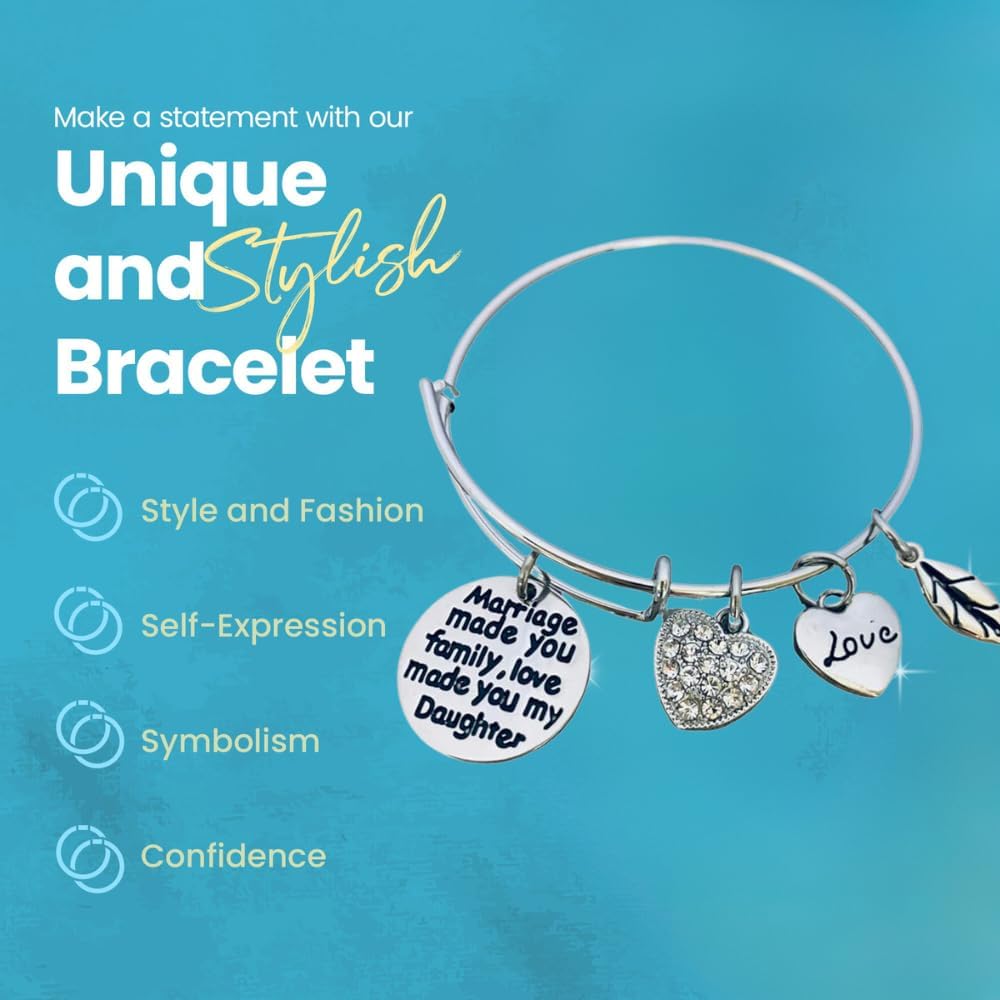 Daughter In Law Gift, Wedding Bracelet Gift for Bride Step Daughter Gift New Daughter Bracelet Jewelry from Mother in Law Bonus Daughter (Love made you our Daughter) Bonus Daughter - Image 5