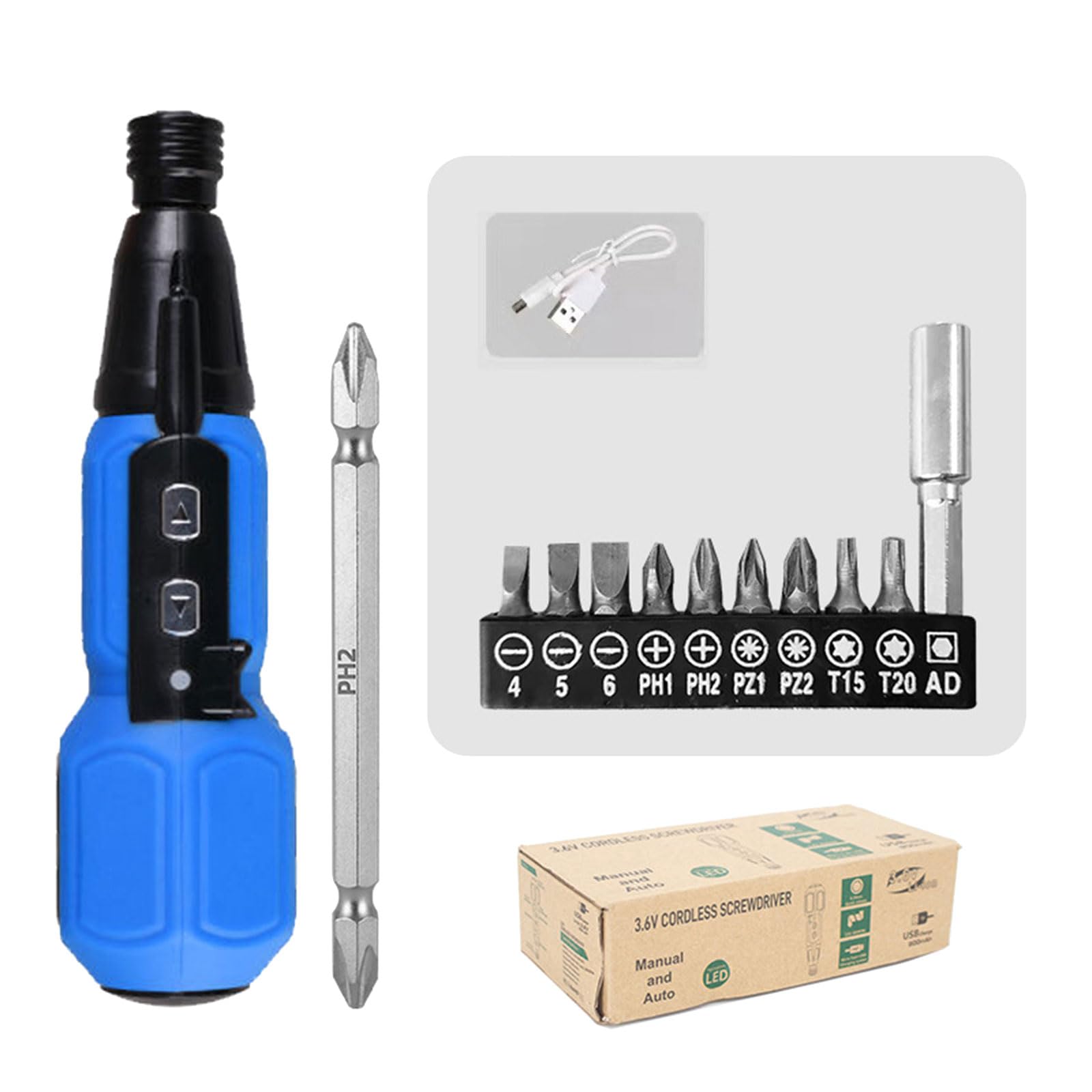Buxuaaaa Set C Electric Screwdriver Set 3.6V Electric Screwdriver Small For Phone Camera Laptop