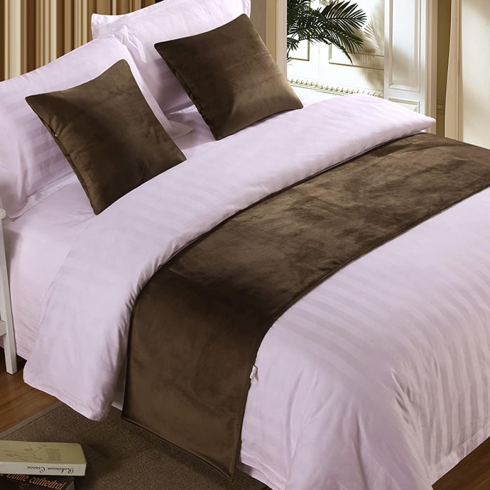Tophacker Soft Faux Velvet Home Decoration Modern Bed Runner Home Bedding Scarf Protection Bedspreads Coverlets King Size Bed Bed Spread Hotel Bed Towel (Color : Dark Purple, Size : Queen 50 * 240cm)