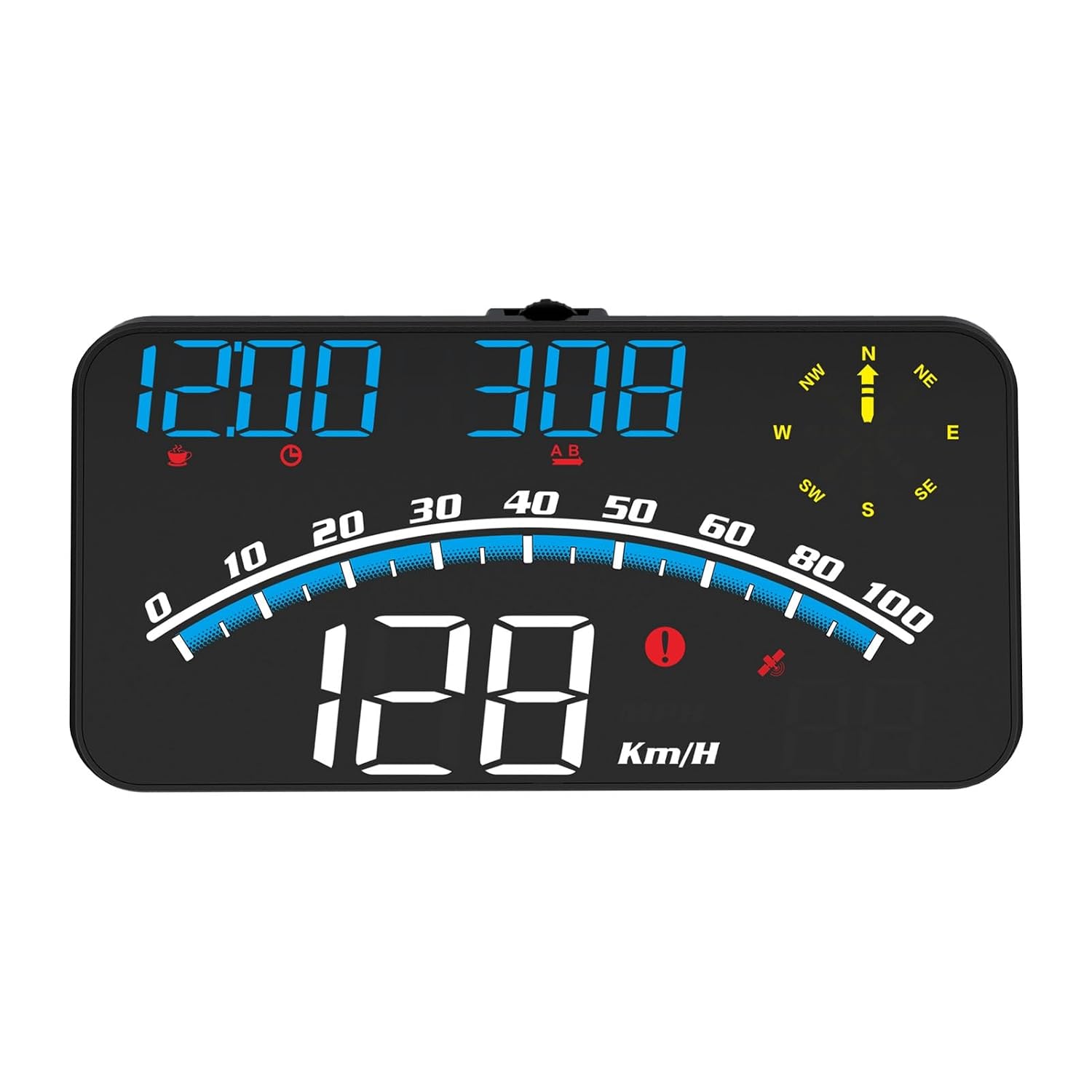 Shkalacar 5.5 inch Digital Speedometer Car HUD Projector with Speed Clock Acceleration Overspeed Alarm for All Vehicles Cars Trucks Overspeed Alarm Fatigue Driving (Display Color - Blue & White)
