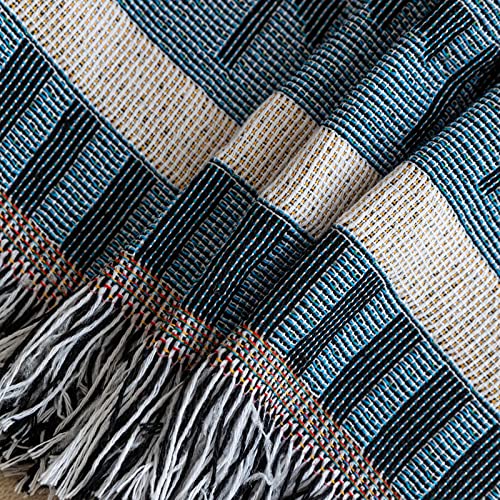 VClife Boho Couch Cover White Blue Plaid Stripe Couch Cover Washable L Shape Sofa Cover Thick Breathable Non Slip Sectional Couch Covers Dog Reversible XXL Sofa Slipcover Furniture Protector Cover by VClife - Image 9