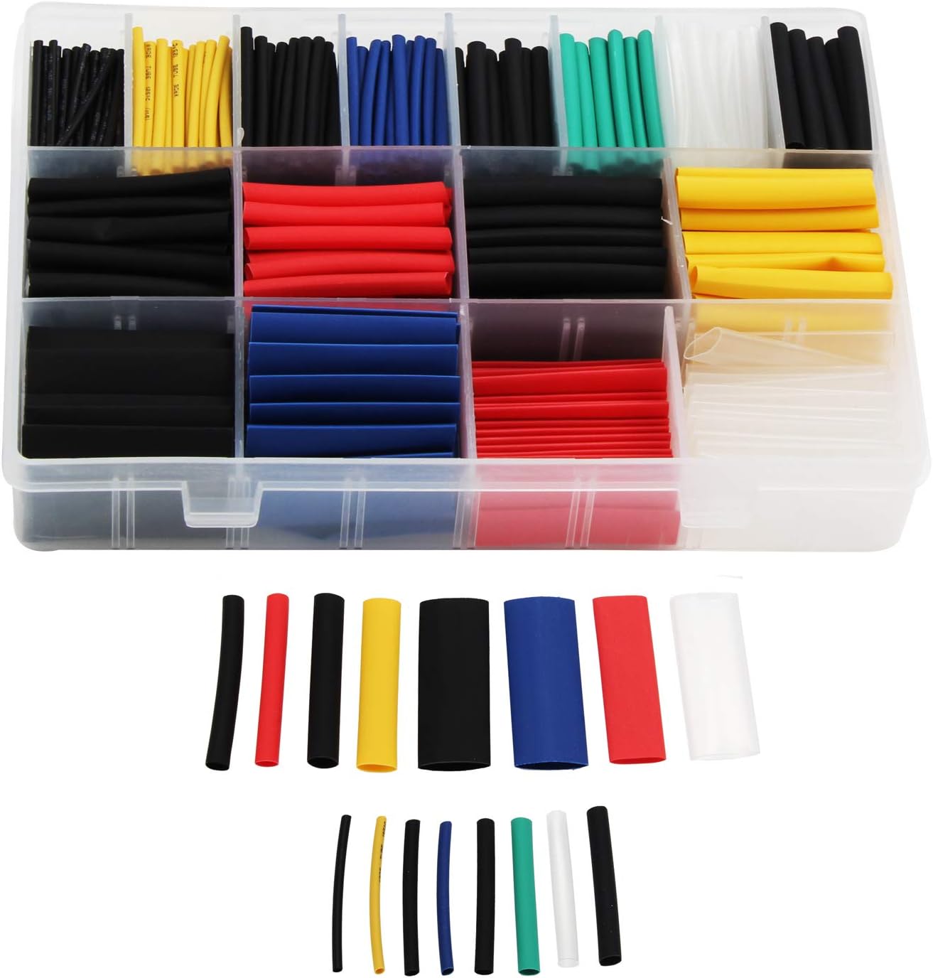 580 pcs 2:1 Heat Shrink Tube 6 Colors 11 Sizes Tubing Set Combo Assorted Sleeving Wrap Cable Wire Kit for DIY