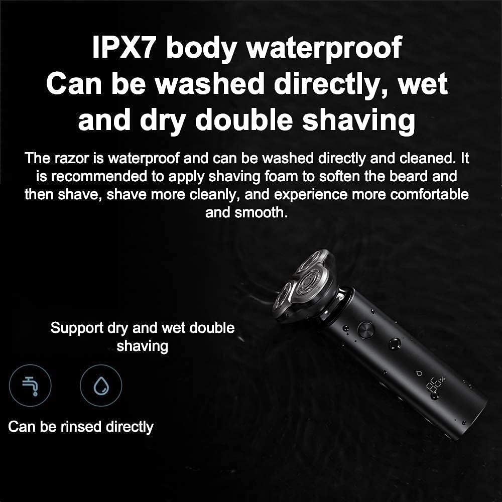 Electric Head Hair Shaver, Men Rotary Shaver Razor, Waterproof Wet/Dry, Rechargeable Cordless USB, LED Display,Black