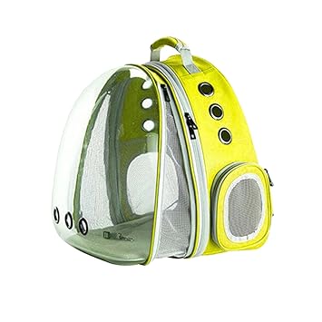 Aswadh Expandable Cat Carrier Front Back Transparent Bubble Backpack Pet Travel Bag Yellow