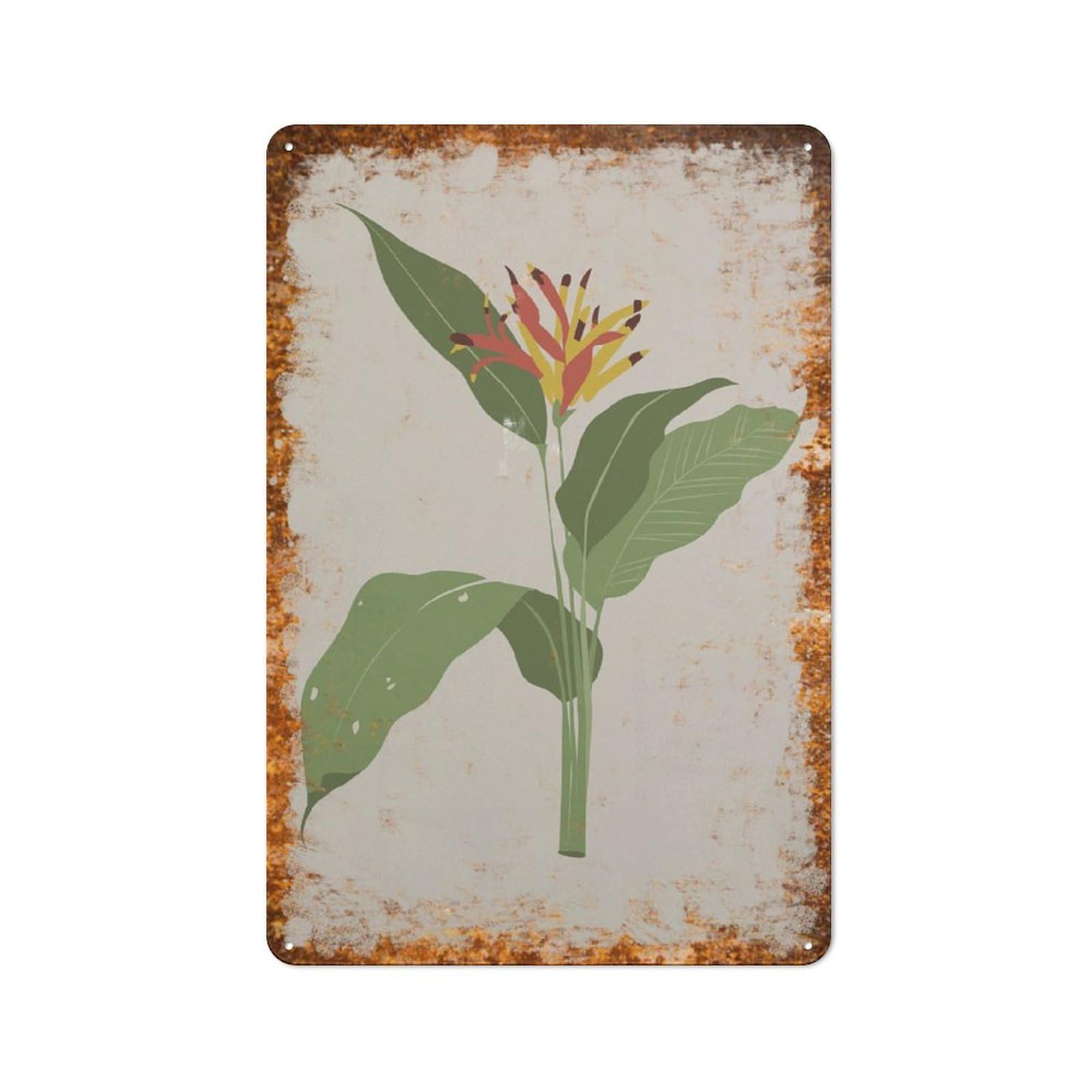 Metal Tin Sign Bird of Paradise Watercolor Pattern Vintage Rustic Wall Art Kitchen Bathroom Bedroom Living Room Cafe Farmhouse Entryway Office Garage Home Bar Laundry Room Porch Patio 12x16 Inch
