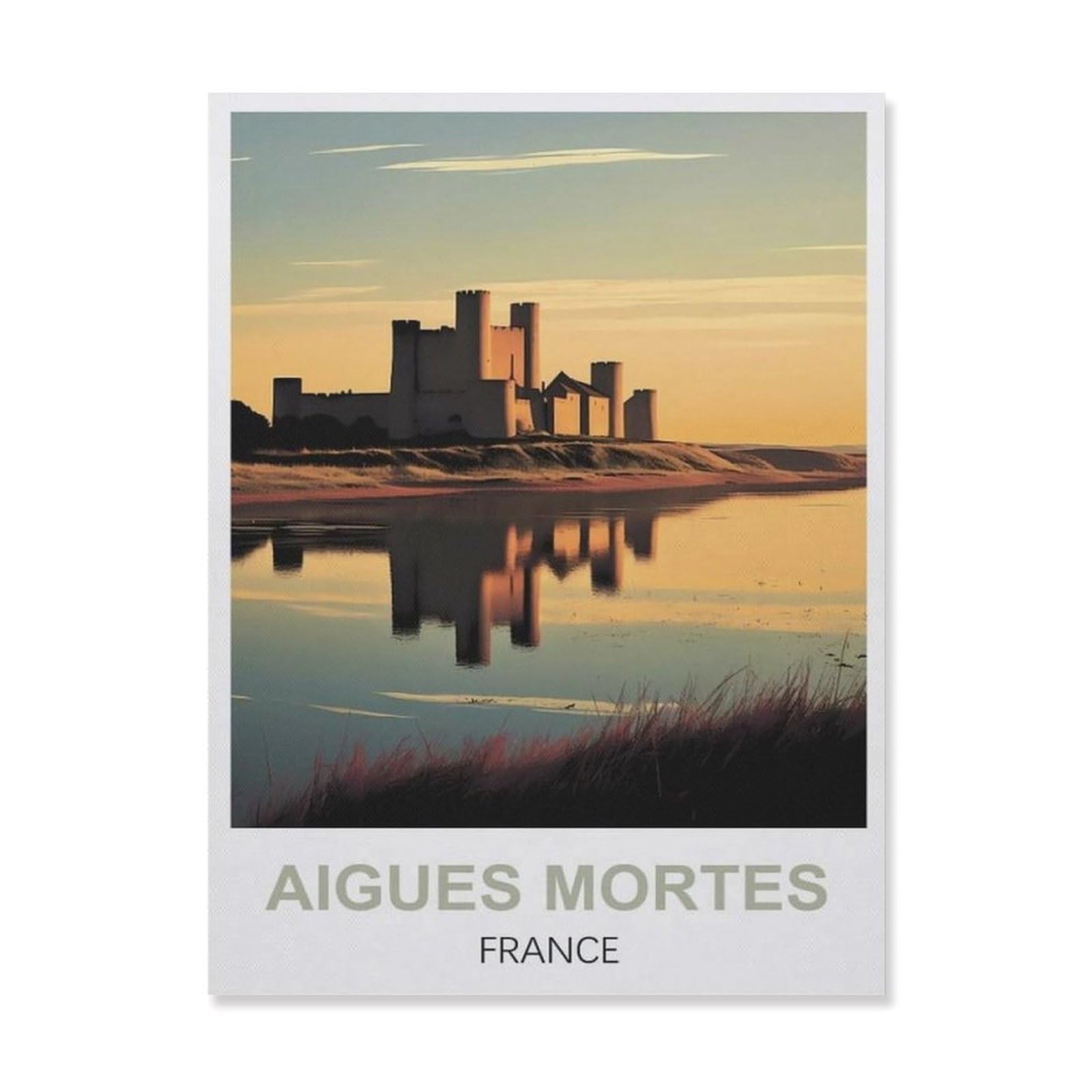 Plaque en métal Aigues-Mortes 30x40cm rétro en étain pour décoration murale de salon