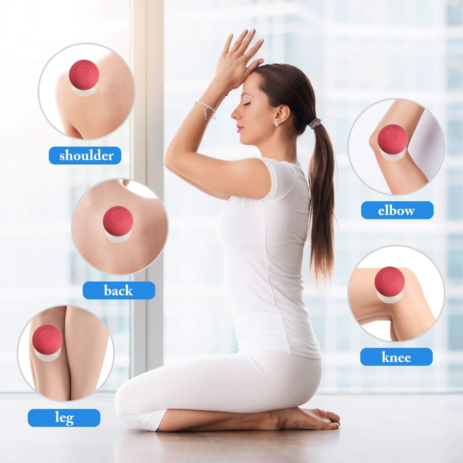 BBTO 4 Pieces Glass Cupping Set Glass Silicone Cupping Cups Massage Vacuum Suction Cupping Cups for Body Face Leg Arm Back Shoulder Muscle and Joint Pain (Red) - Image 4