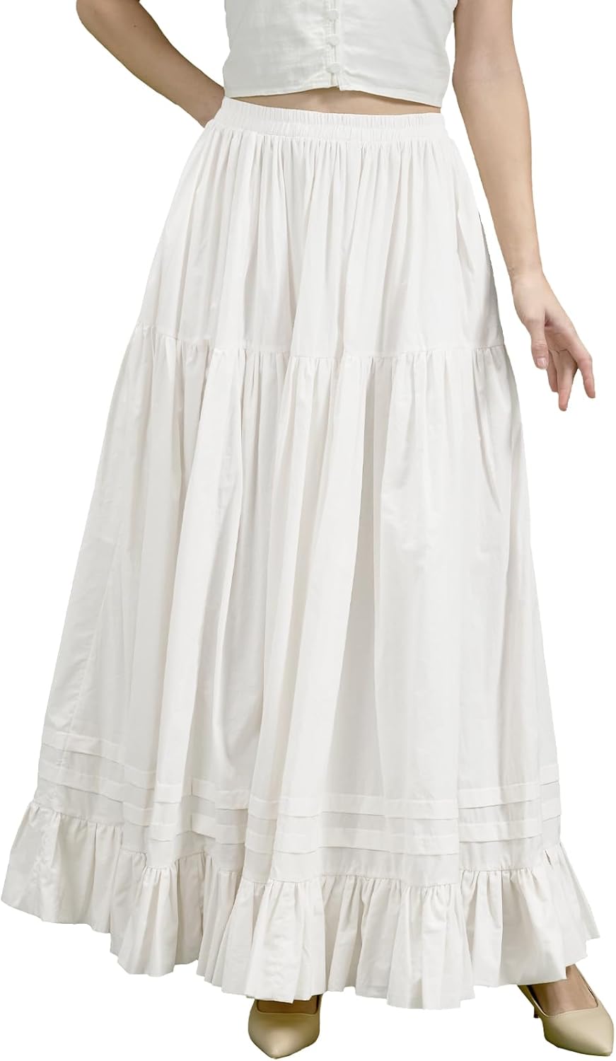 BEAUTELICATE Women Half Slip Full Length Underskirt 100% Cotton Medieval Cosplay Skirt