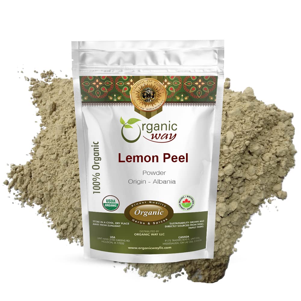 Organic WayLemon Peel Powder (Citrus Limon) - Organic & Kosher Certified | Raw, Vegan, Non GMO & Gluten Free | USDA Certified | Origin - India (16 Ounce (Pack of 1))