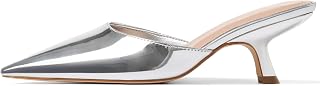 CELNEPHO Kitten Heels Closed Toe Heels for Women Slip On Comfortable Dress Pumps Slide Mesh Pointed Wedding Shoes Casual Office Shoes Leopard Shoes for Women