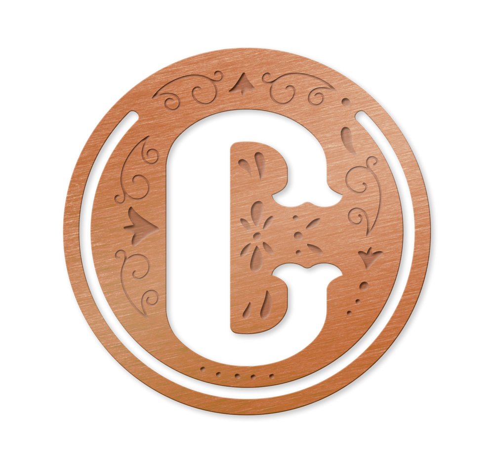 Literary Letters Metal Bookmark - Letter C, Antique brass