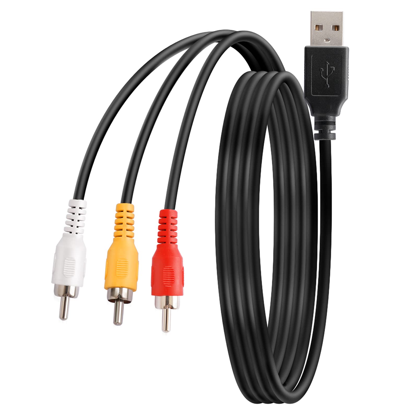Câble USB vers 3RCA, Yeworth 1.5 m USB mâle vers 3 RCA mâle Jack répartiteur Audio vidéo AV Composite câble Adaptateur pour TV/Mac/PC