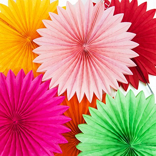 Zorpia® 10" Mini Hanging Fan, Tissue Paper Decorative Fan, Party Decorations For Weddings, Birthday Parties, Baby Showers And Nursery Decor Set Of 6 (Black) #TOP7