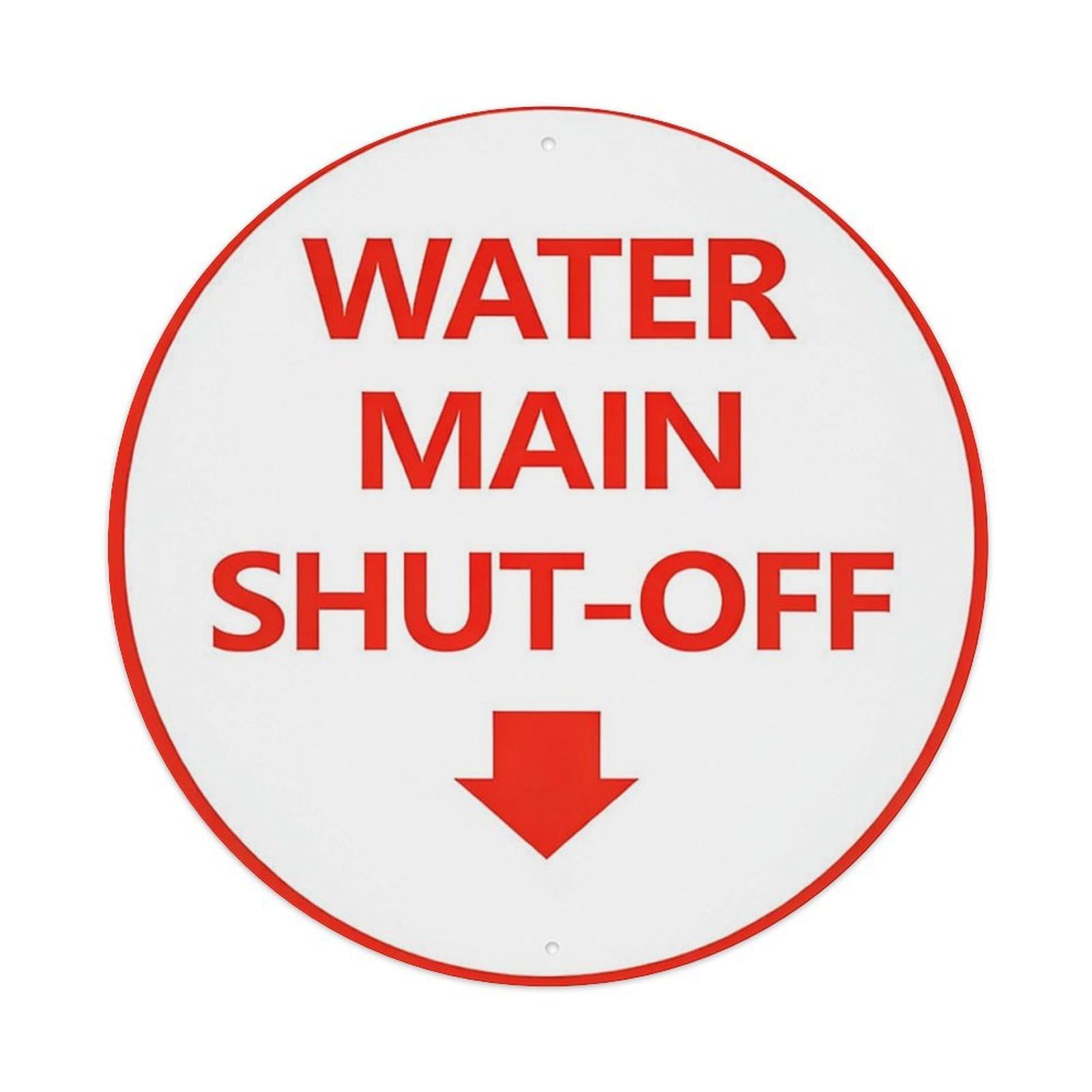 Water Main Shut Off Sign Tin Sign Metal Poster Vintage Metal Signs for Home Man Cave Bar Cafe Kitchen laundry room Wall Decorations 8x8 inches